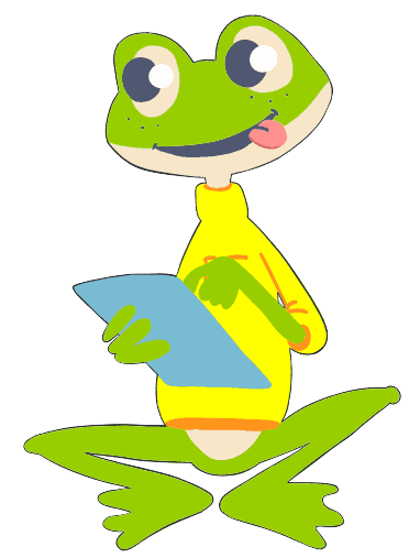 Bruno the Frog -sammakko käyttää tablettia